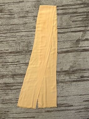 Long Fringed Silk Scarf In Butter Yellow